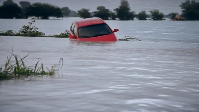 Depiction of flooding after a hurricane.