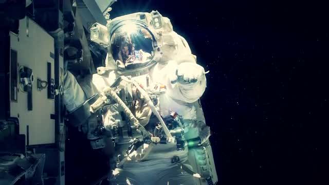 Astronaut working on a space station