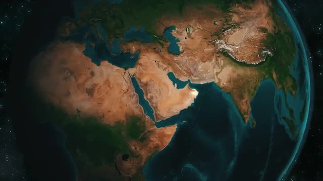 Earth zoom to the Middle East, 4K animation