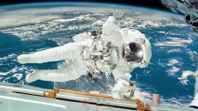 Astronaut working on a space station