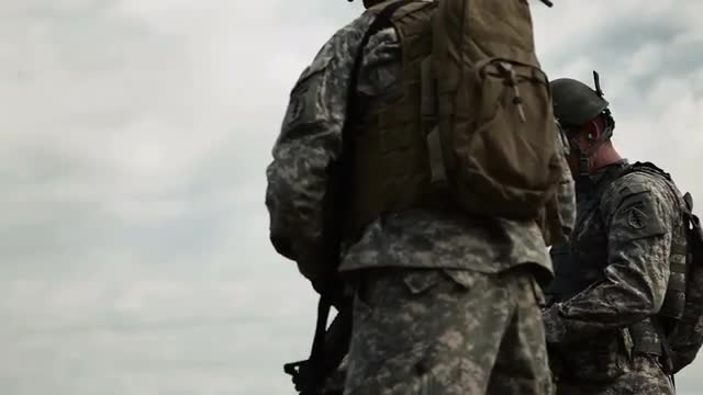 Soldier finishing up target practice at firing range