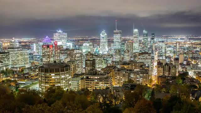 Montreal Downtown at Night Timelapse 4K 2
