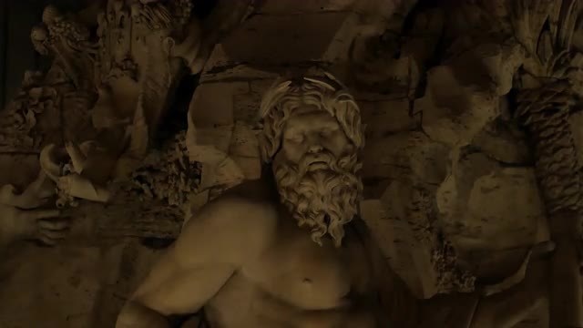 Video shot of Trevi Fountain statue close up