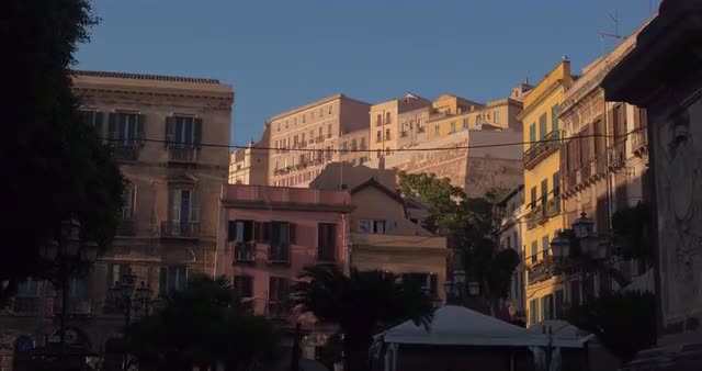 Video shot of central Cagliari buildings on a sunny day