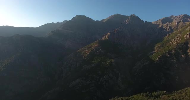 Aerial shot of the start of  Mountain range on a sunny day