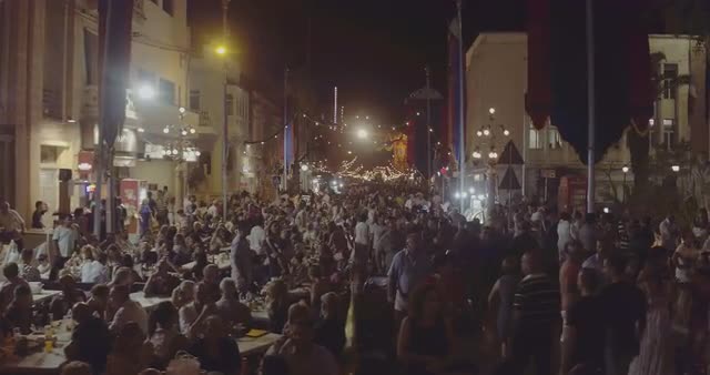 Video shot of Sliema main street at night