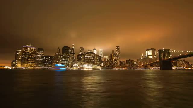 Hyperlapse of Manhattan skyline at night