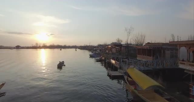 Drone View of Village on Water