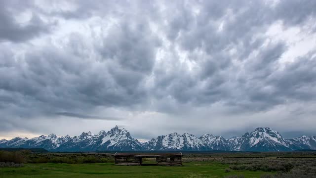 Time lapse overlooking the Grand Teton Mountains