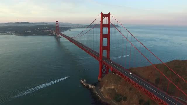 Golden Gate Bridge in San Fransisco, California, aerial shot