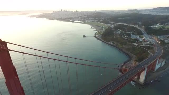 Golden Gate Bridge in San Fransisco, California, aerial shot