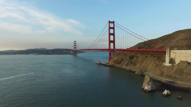 Golden Gate Bridge in San Fransisco, California, aerial shot