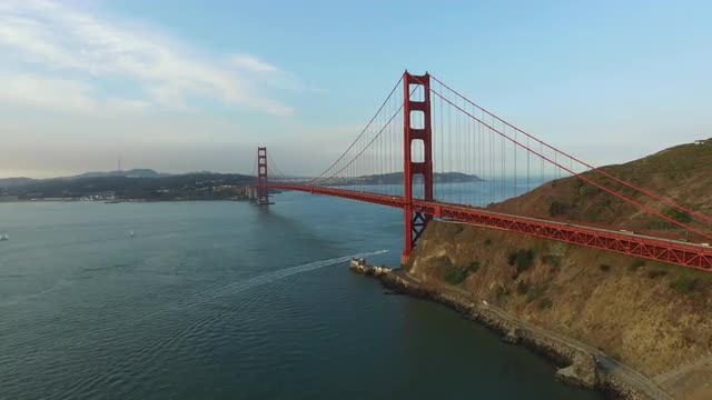 Golden Gate Bridge in San Fransisco, California, aerial shot