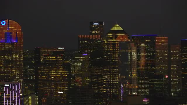 Dallas, Texas circa-2017, Closeup aerial shot of downtown Dallas, Texas buildings