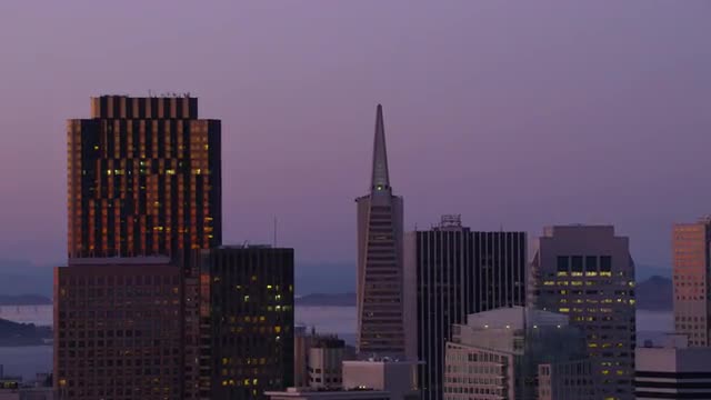 San Francisco, California circa-2017, Aerial closeup view of downtown San Francisco buildings