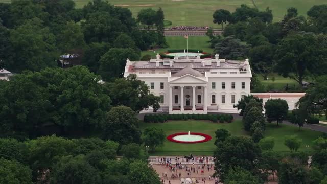 Washington, D.C. circa-2017, Aerial view of White House.  Shot with Cineflex and RED Epic-W Helium. 