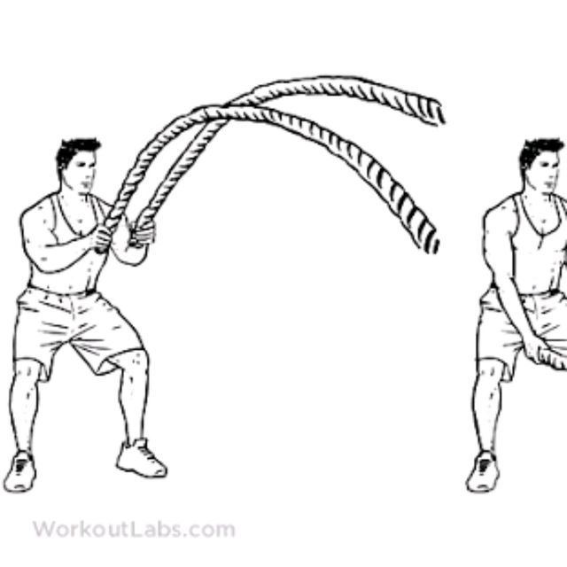 Battle Rope Double Wave Exercise Howto Workout Trainer by Skimble