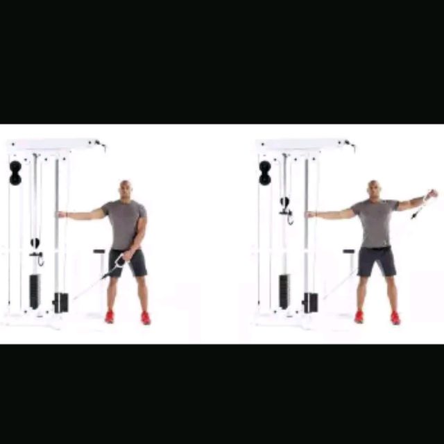 Cable Side Laterals Exercise Howto Workout Trainer by Skimble