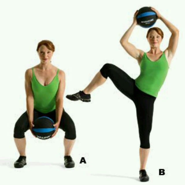 Medicine Ball Squat With Side Crunch Exercise Howto Workout