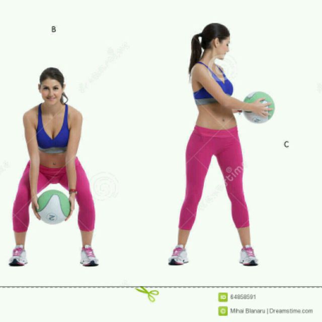 Medicine Ball Squat and Rotation by Sonia R. Exercise Howto Skimble