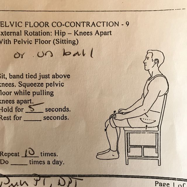 Pelvic Contractions On Ball With Ball And Band by Kelly F. Exercise Howto Skimble