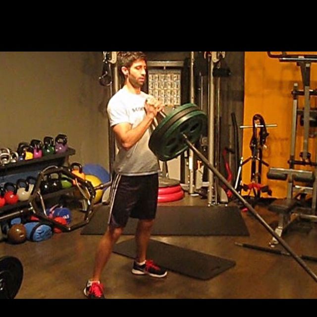 Landmine Front Squat Exercise Howto Skimble