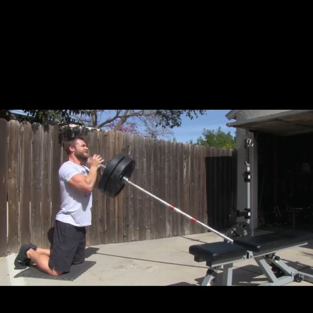 Kneeling Landmine Chest Press Exercise Howto Workout Trainer by Skimble