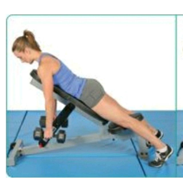 Dumbbell chest supported row Exercise Howto Workout Trainer by Skimble