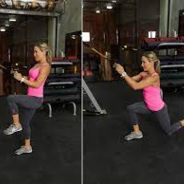 TRX Reverse Lunge To Knee Up by Rachel Epler Exercise Howto Skimble