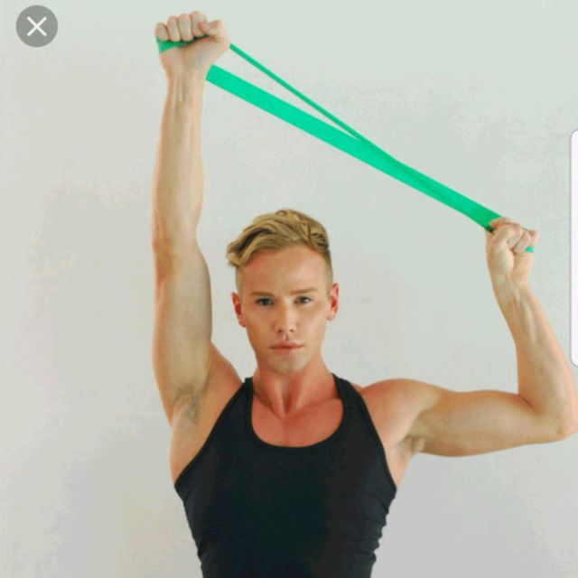 Overhead Band Stretch Exercise Howto Workout Trainer by Skimble