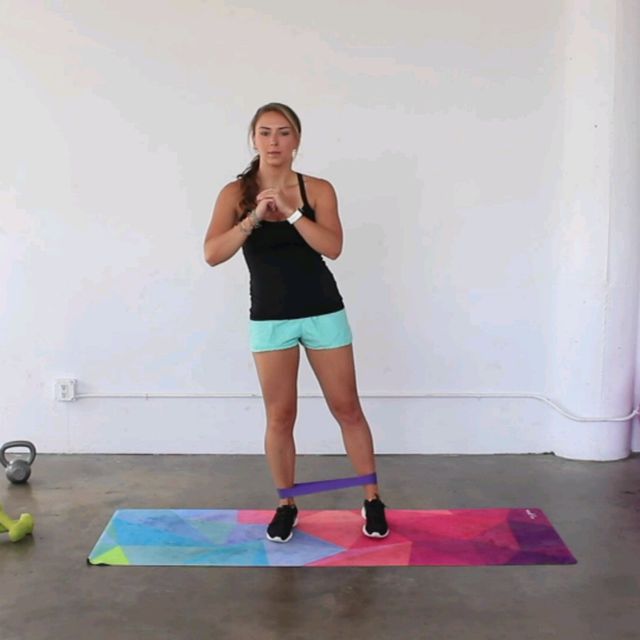 Squat Side Kick Loop Band by Bernadette Cordeau Exercise Howto Skimble