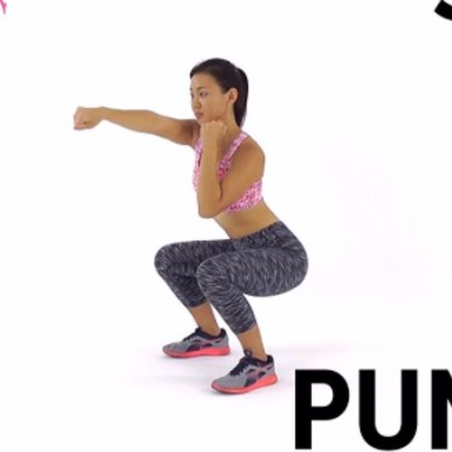 Squat Hold With Air Punch by Dominique Meilleur Exercise Howto Skimble