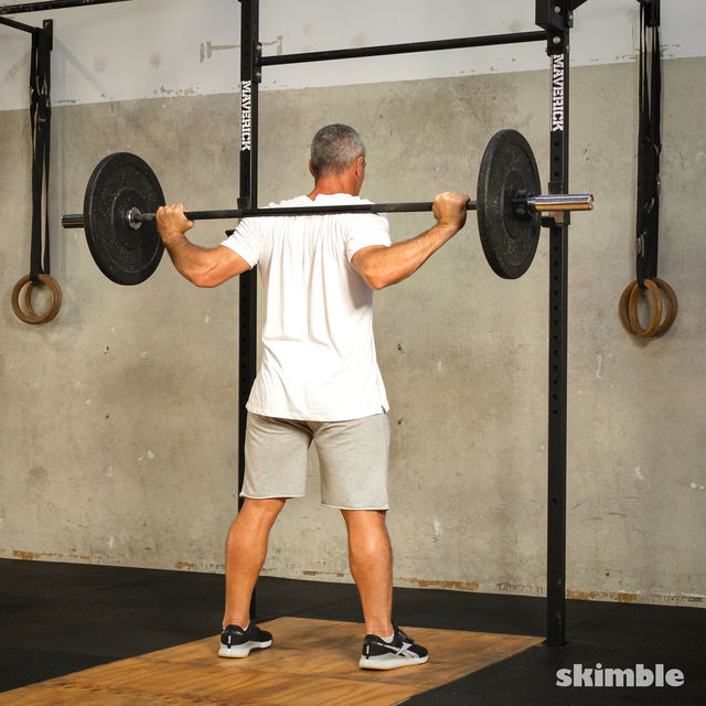 LowBar Back Squats Exercise Howto Skimble Workout Trainer
