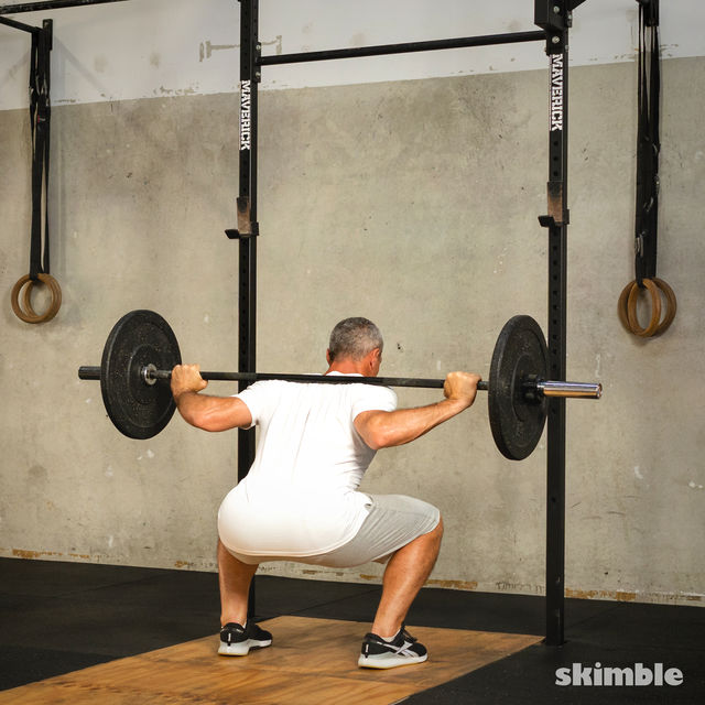 LowBar Back Squats Exercise Howto Skimble Workout Trainer
