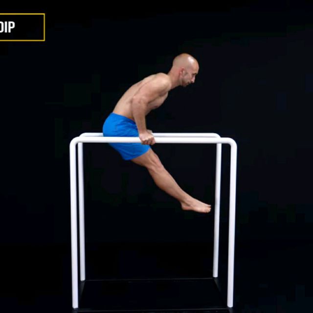 Chest Dips with L Sit Exercise Howto Workout Trainer by Skimble