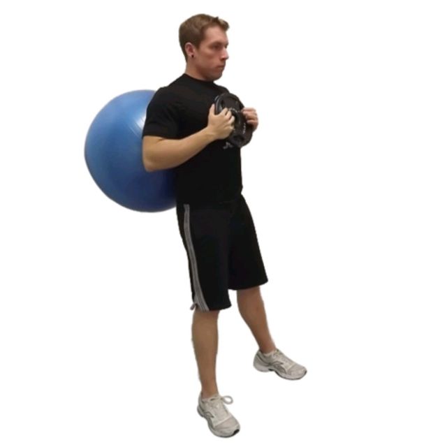 Weighted Exercise Ball Wall Squat Wide Feet by Zunaid S. Exercise Howto Skimble
