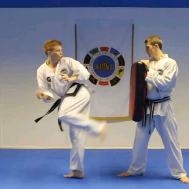 Spinning Back Kick Left • Dwi Chagi by Bernadette Cordeau Exercise Howto Skimble