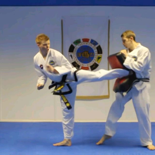 Spinning Back Kick Left • Dwi Chagi by Bernadette Cordeau Exercise Howto Skimble