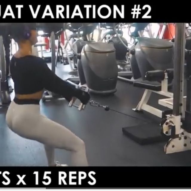 Cable Squat Variation 2 by Kelsey A. Exercise Howto Skimble