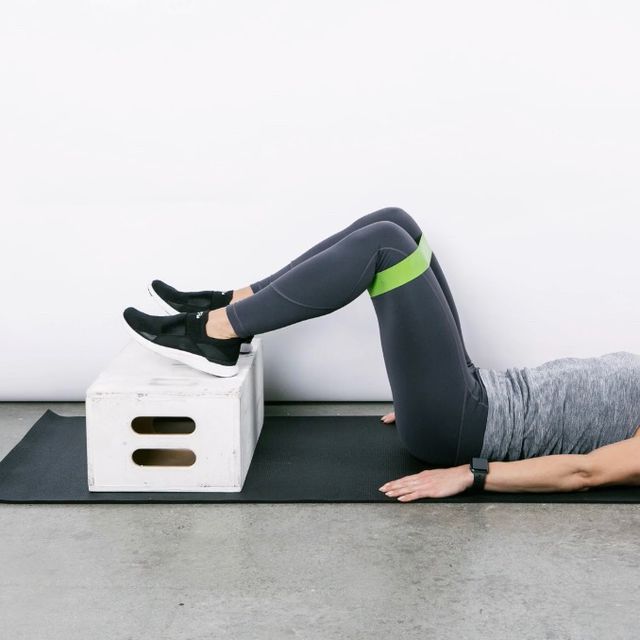 Elevated Banded Glute Bridge Exercise Howto Skimble