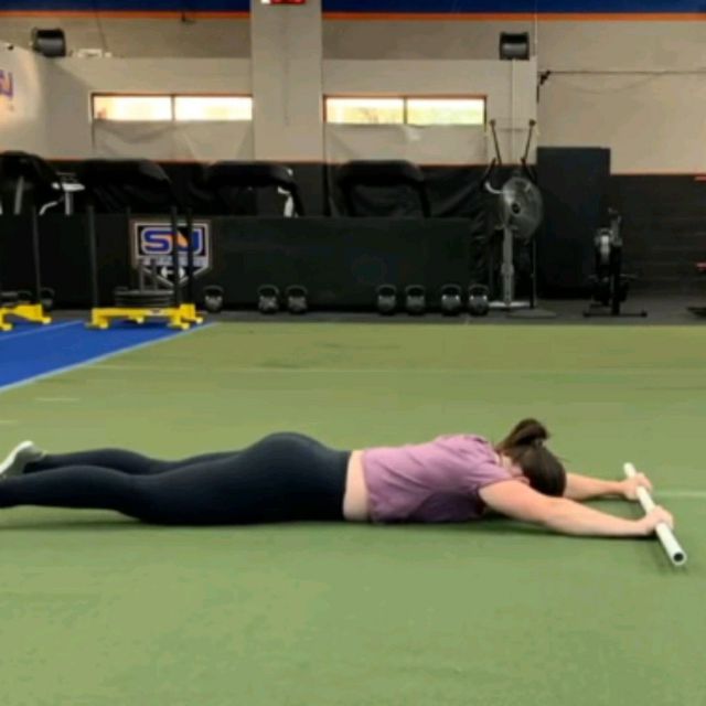 Prone PVC OH Press Exercise Howto Workout Trainer by Skimble