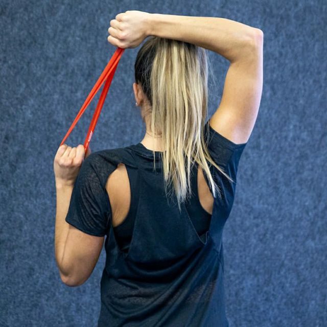 Triceps Extension (Band) Exercise Howto Workout Trainer by Skimble