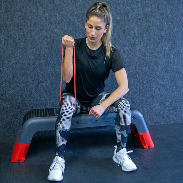 Bicep Curl (Band) by Nicoleta G. Exercise Howto Skimble