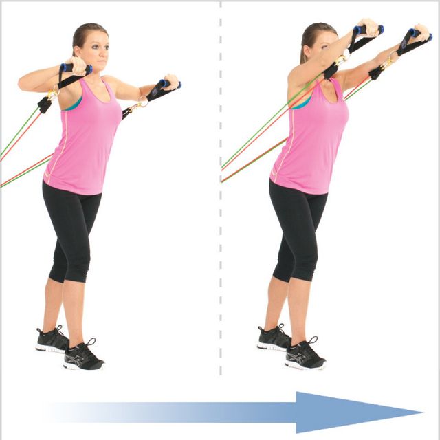 Standing Chest Press W Tube Bands by Mz Coffee Exercise Howto Skimble