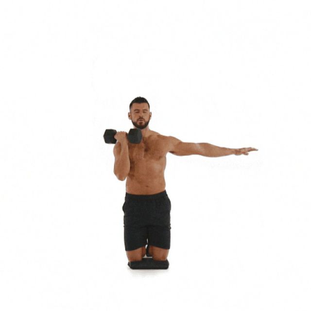 Kneeling SingleArm Press Exercise Howto Workout Trainer by Skimble