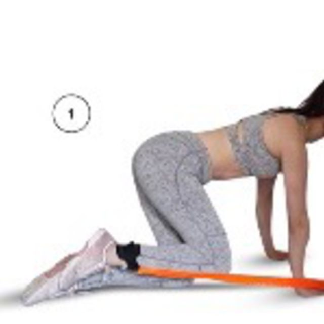 Right Donkey Kicks with Resistance Band Exercise Howto Workout