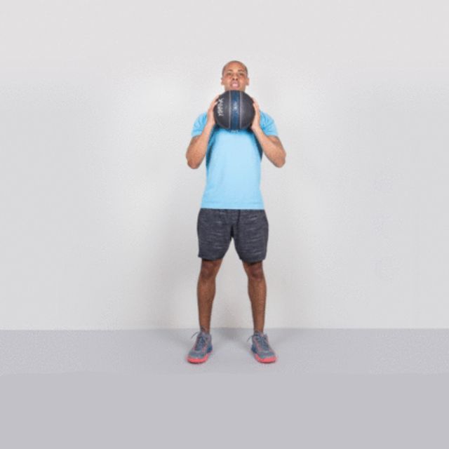 Med Ball Overhead Press Exercise Howto Workout Trainer by Skimble