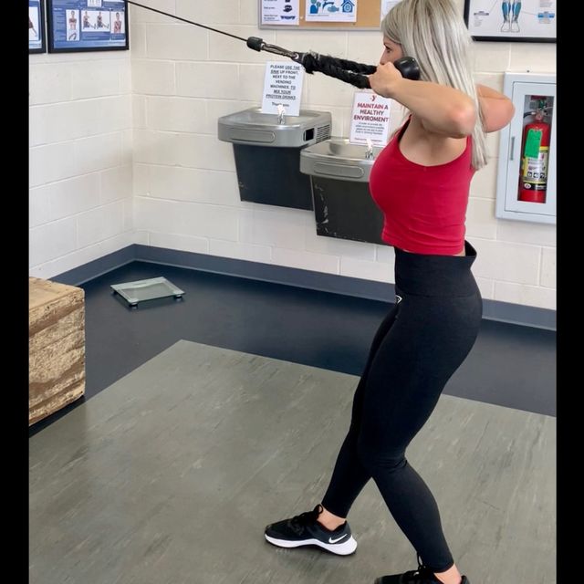 Standing Face Pull Exercise Howto Workout Trainer by Skimble