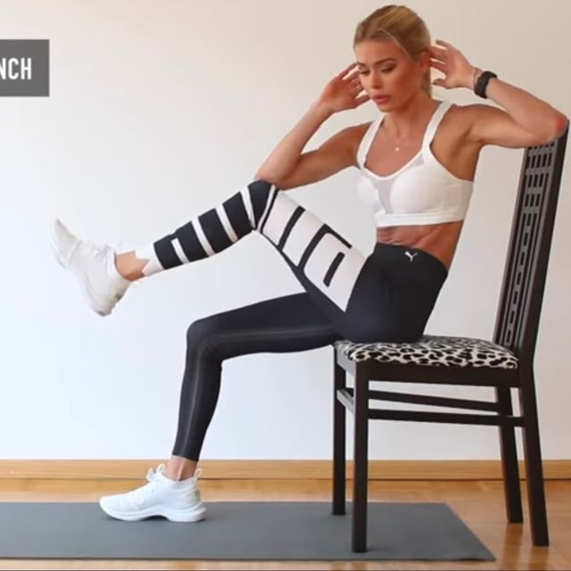 Chair Crisscross Exercise Howto Workout Trainer by Skimble