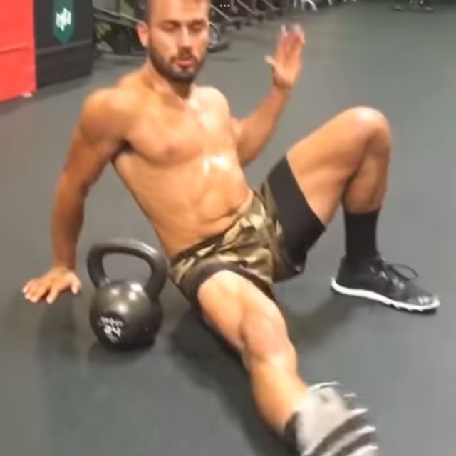 Kettlebell swing, squat press, burpee, step through, left, right by Al P. Exercise Howto